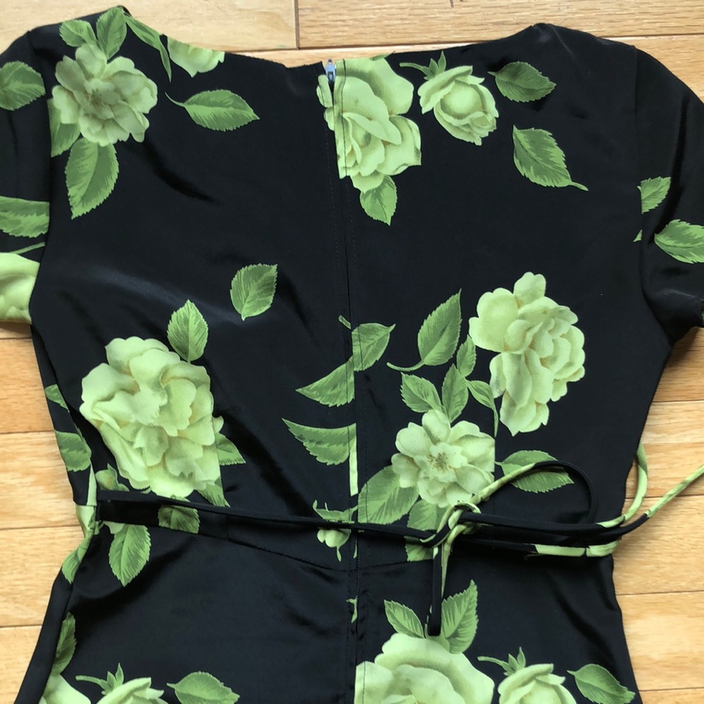 Vintage 90s black and green floral maxi dress - Picture 7 of 8